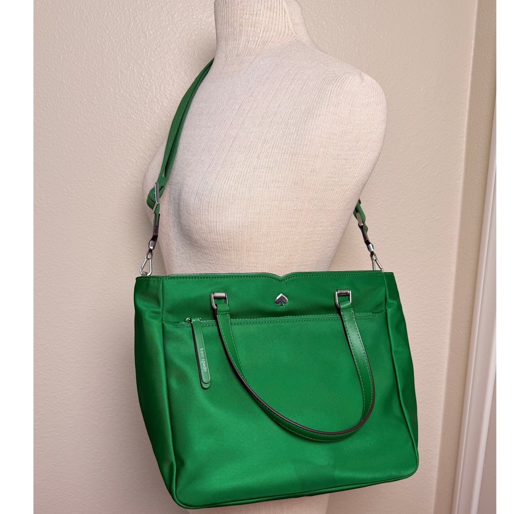 Kate Spade Chelsea Medium Satchel Green Nylon Crossbody Bag WKR00566